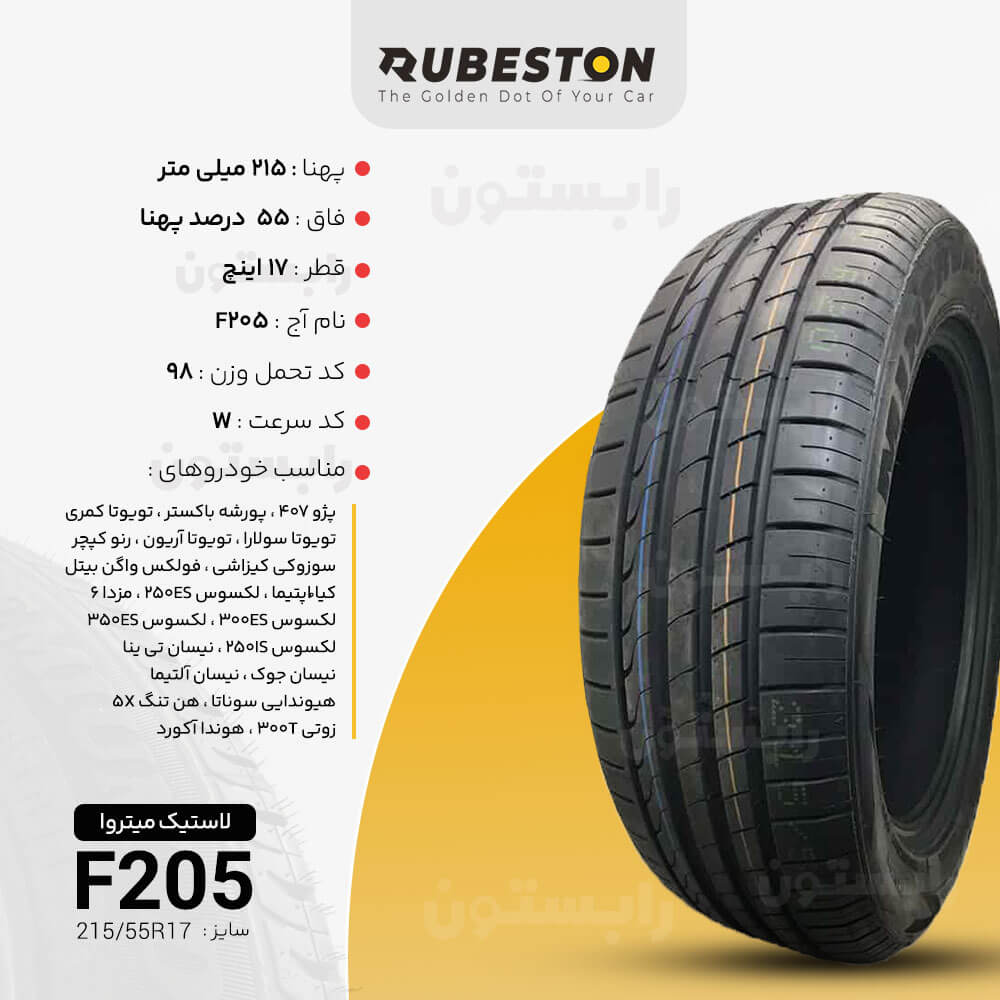 مشخصات لاستیک مینروا - سایز 215/55R17 - مدل F205