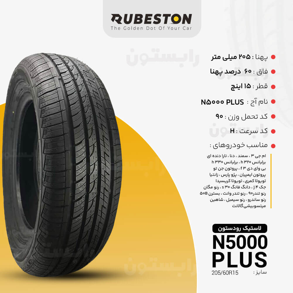 لاستیک رودستون - سایز ‌205/60R15 - مدل N5000PLUS