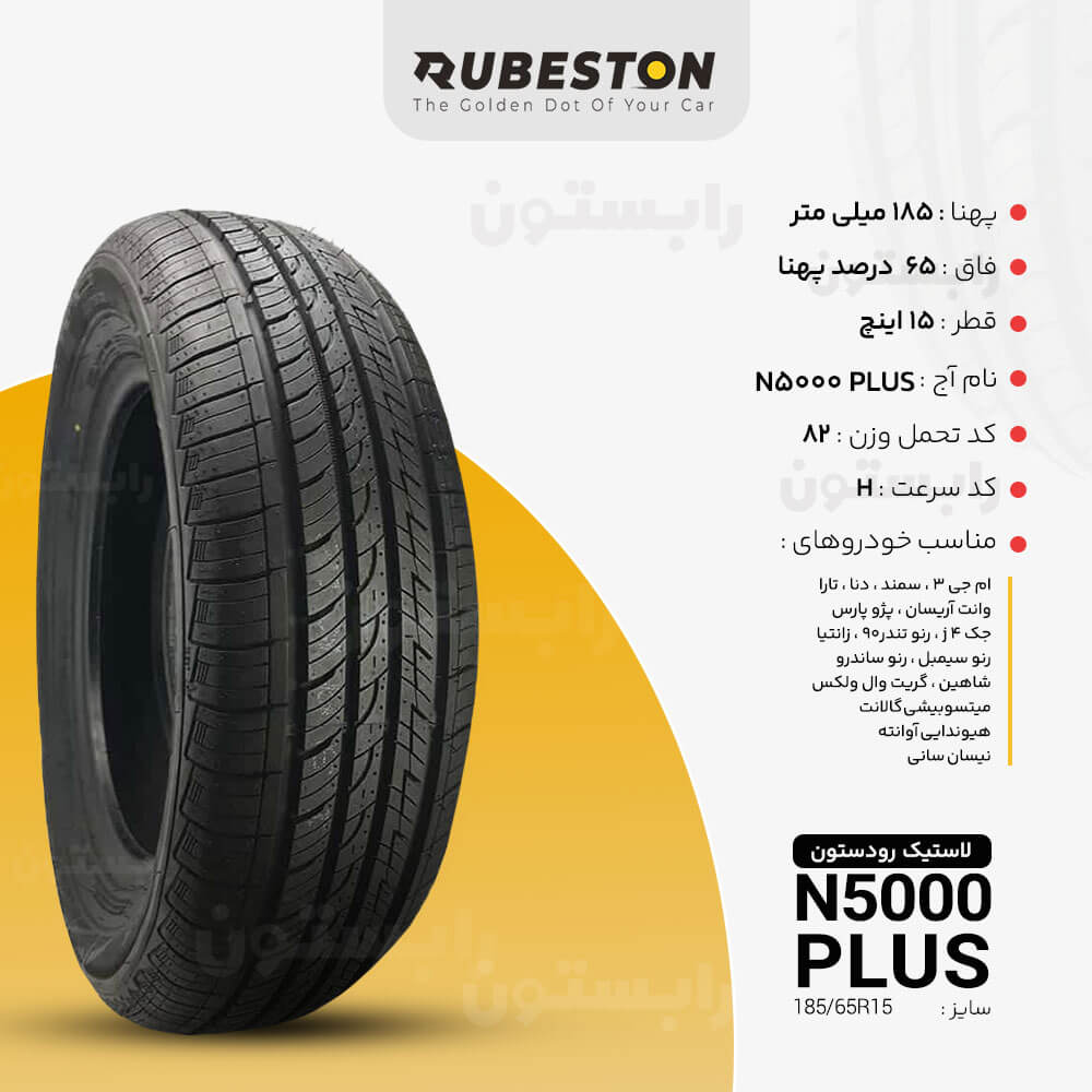 لاستیک رودستون - سایز 185/65R15 - مدل N5000PLUS